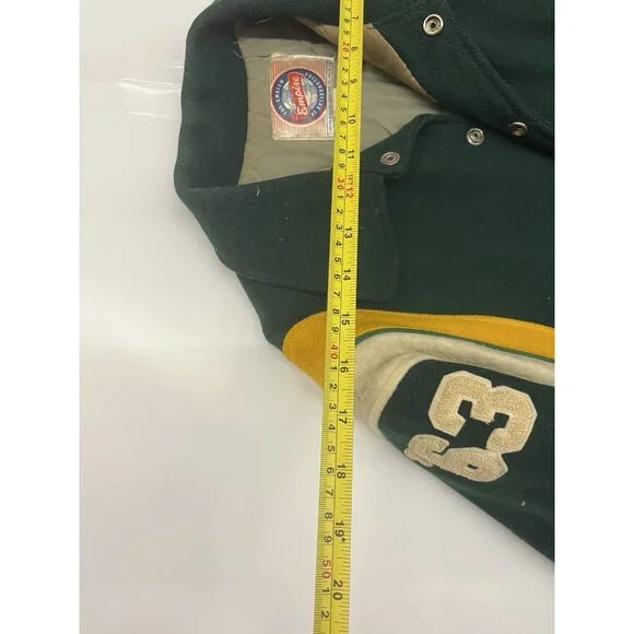 1963 Empire Sporting Goods Letterman Varsity Jacket Green Yellow Sz 42 Made USA - Picture 5 of 16